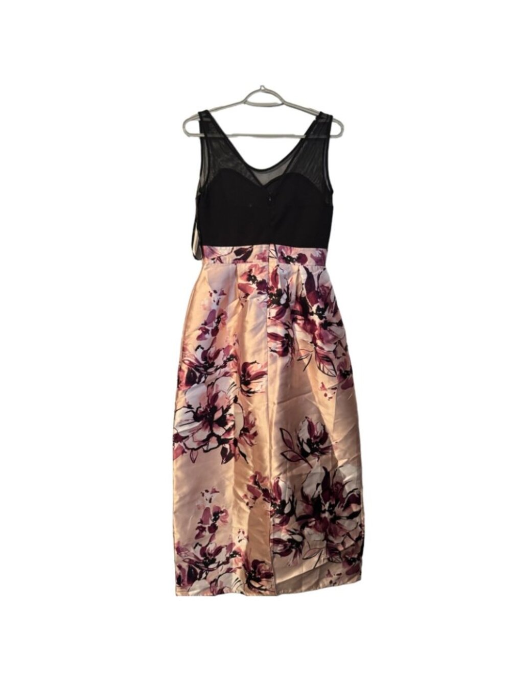 Alexa B Nites Floral Satin Midi Dress Black & Pink Size 8 women dress. NWT - Picture 9 of 12